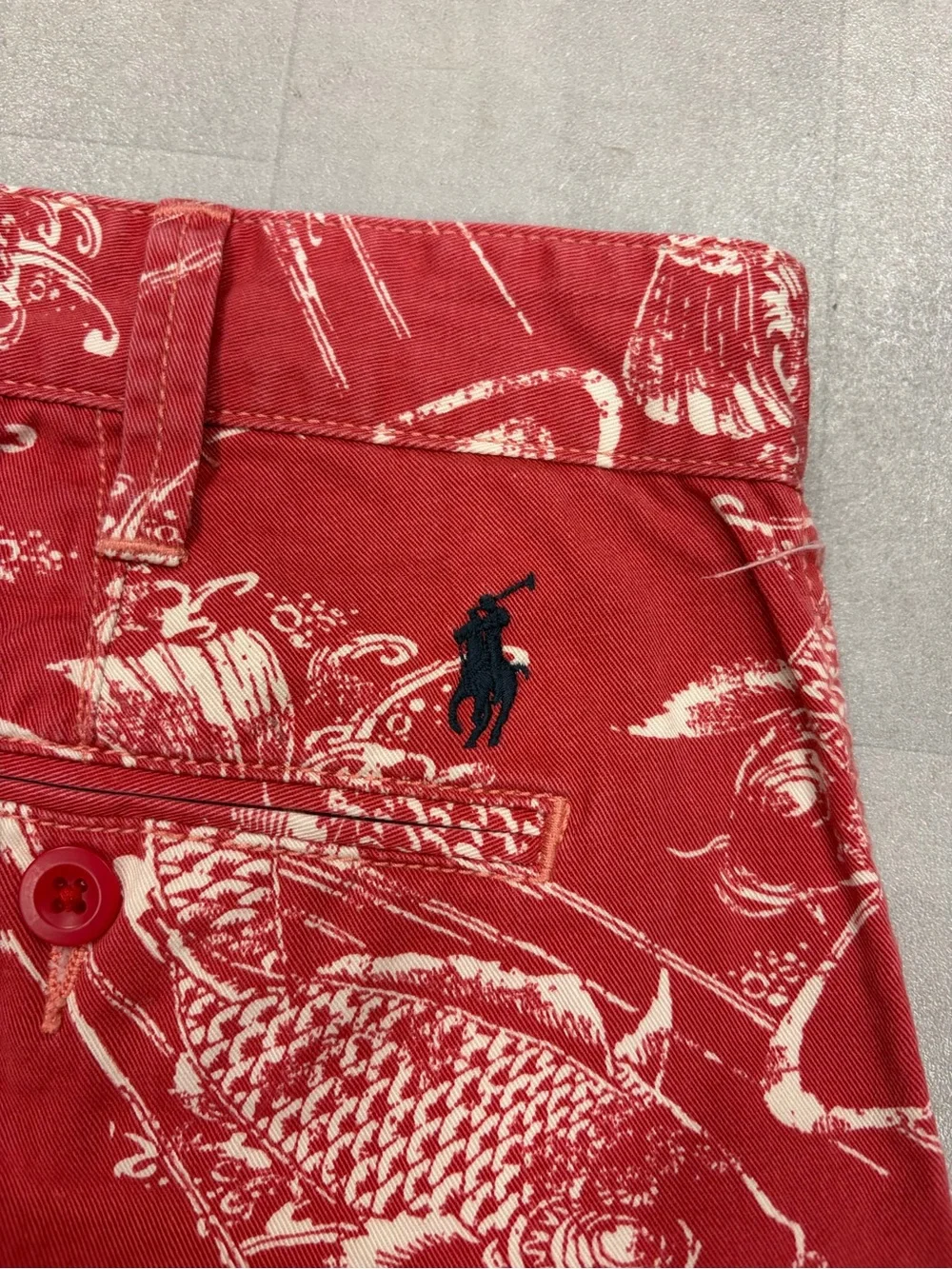 Polo Red Printed Men’s Shorts - Casual Summer Style Sz 34